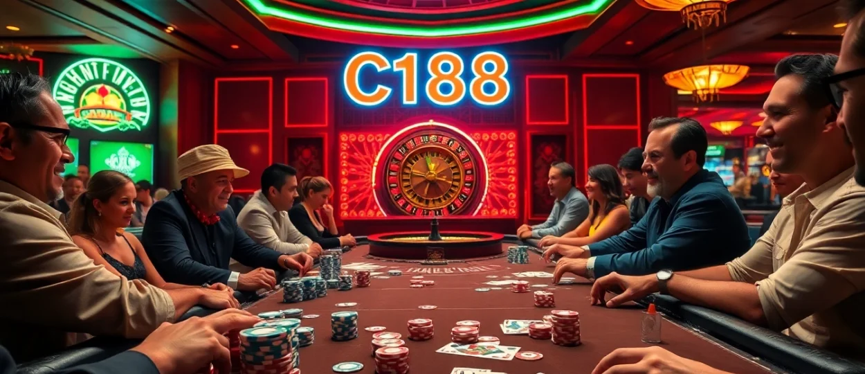 Explore the thrill of winning at the casino tables featuring C168 poker action, vibrant chips, and an immersive atmosphere.